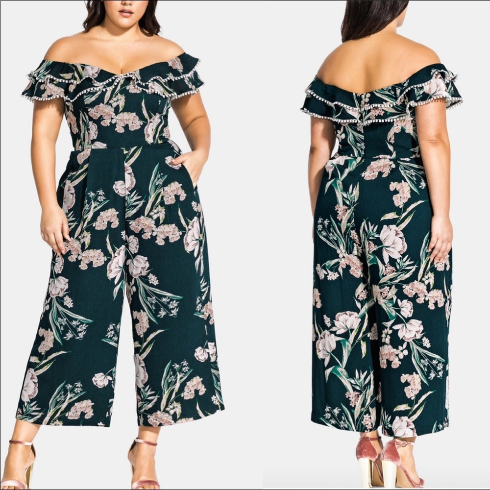 City Chic Fresh Field Jumpsuit - Jade NEW WITH TAG